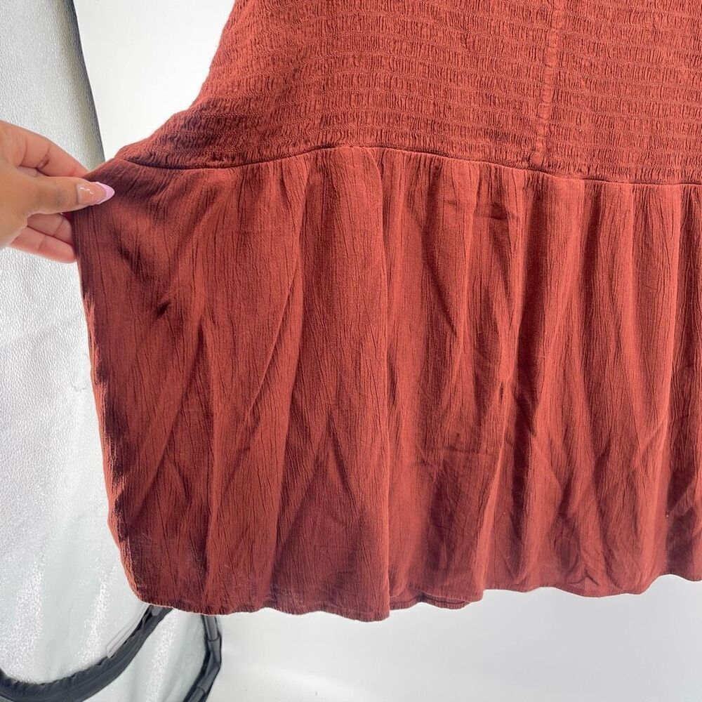 Sonoma Women’s 4X Brown V-Neck Smocked Gauze Babydoll Boho Peasant Top - Picture 7 of 12